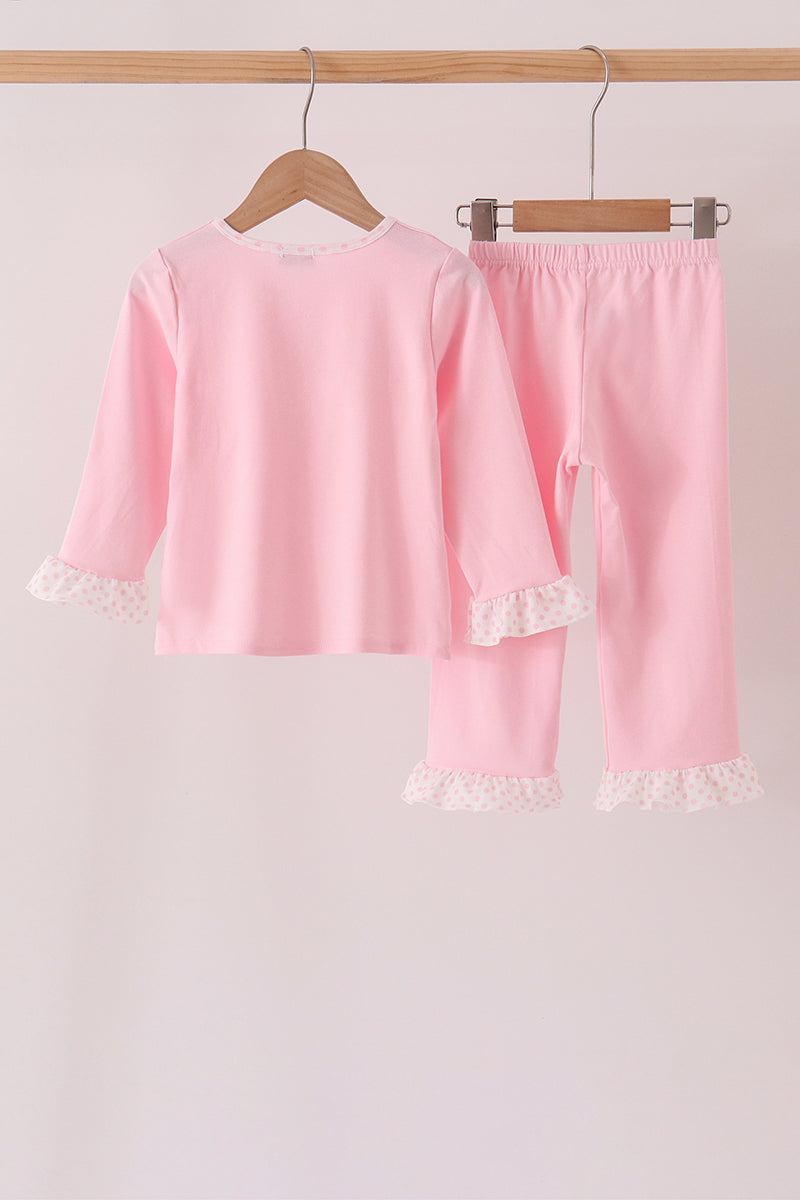 Pink skeleton print ruffle pants set - Aaria Tees Aaria Tees