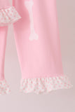 Pink skeleton print ruffle pants set - Aaria Tees Aaria Tees