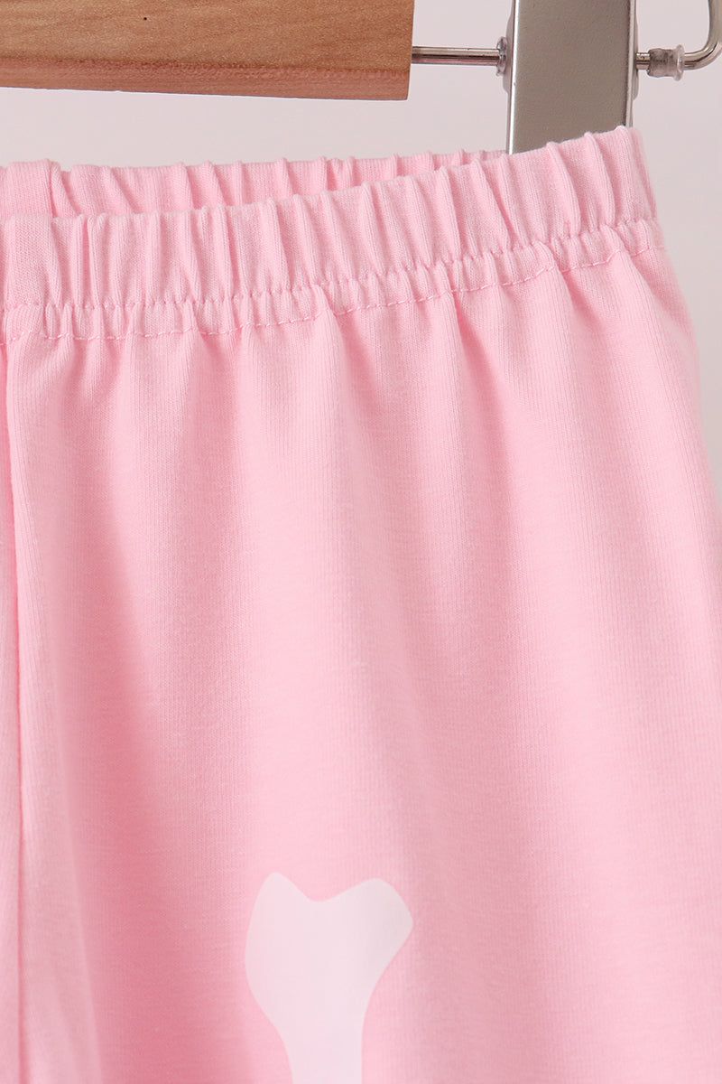 Pink skeleton print ruffle pants set - Aaria Tees Aaria Tees