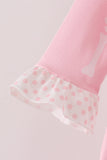 Pink skeleton print ruffle romper Aaria Tees