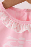Pink skeleton print ruffle romper Aaria Tees