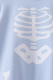 Blue skeleton print romper Aaria Tees