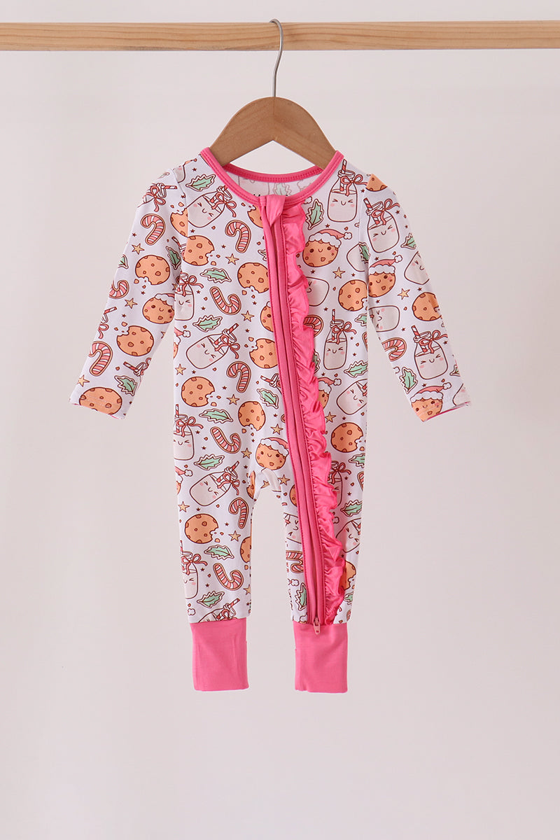 Pink milk cookie bamboo ruffle romper - Aaria Tees
