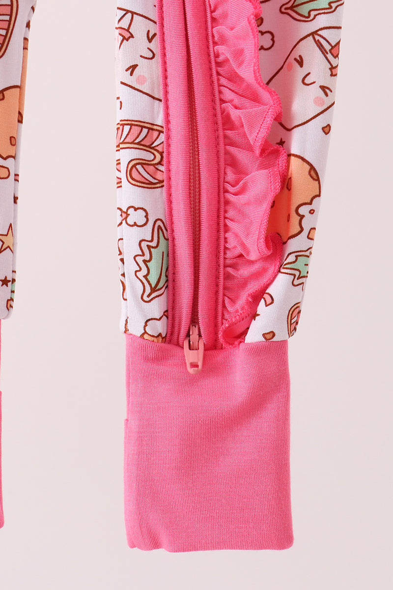 Pink milk cookie bamboo ruffle romper - Aaria Tees Aaria Tees