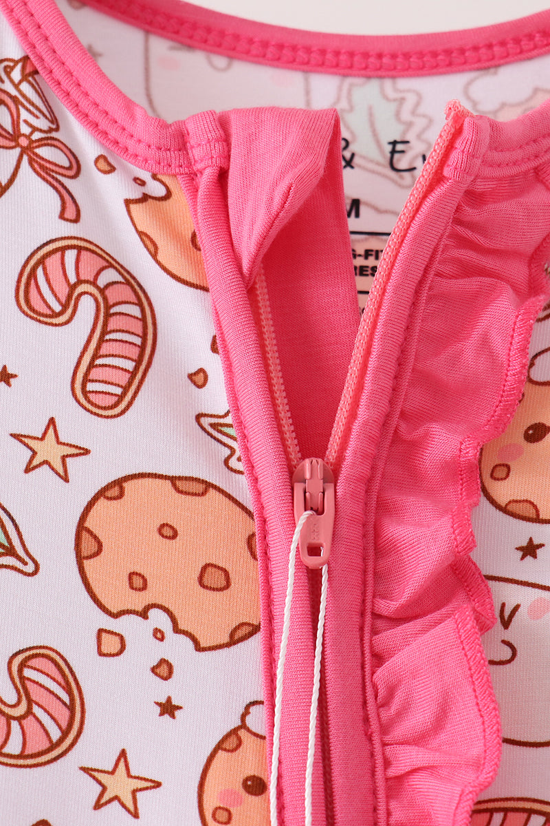 Pink milk cookie bamboo ruffle romper - Aaria Tees Aaria Tees