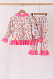 Pink milk cookie bamboo ruffle pajama set Aaria Tees