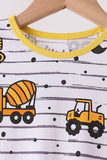 Yellow Construction Trucks Bamboo Pajama Set - Aaria Tees Aaria Tees