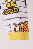 Yellow Construction Trucks Bamboo Pajama Set - Aaria Tees Aaria Tees