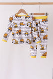 Yellow Construction Trucks Bamboo Pajama Set - Aaria Tees Aaria Tees