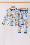 Blue Construction Trucks Bamboo Pajama Set - Aaria Tees Aaria Tees