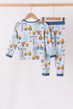 Blue Construction Trucks Bamboo Pajama Set - Aaria Tees Aaria Tees