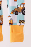 Yellow construction trucks bamboo romper - Aaria Tees Aaria Tees