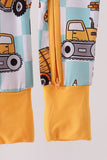 Yellow construction trucks bamboo romper - Aaria Tees Aaria Tees