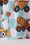 Yellow construction trucks bamboo pajama set - Aaria Tees Aaria Tees