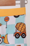 Yellow construction trucks bamboo pajama set - Aaria Tees Aaria Tees