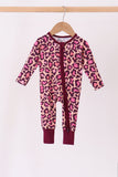 Pink leopard bamboo zipper romper Aaria Tees