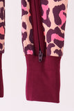 Pink leopard bamboo zipper romper Aaria Tees