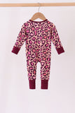 Pink leopard bamboo zipper romper Aaria Tees
