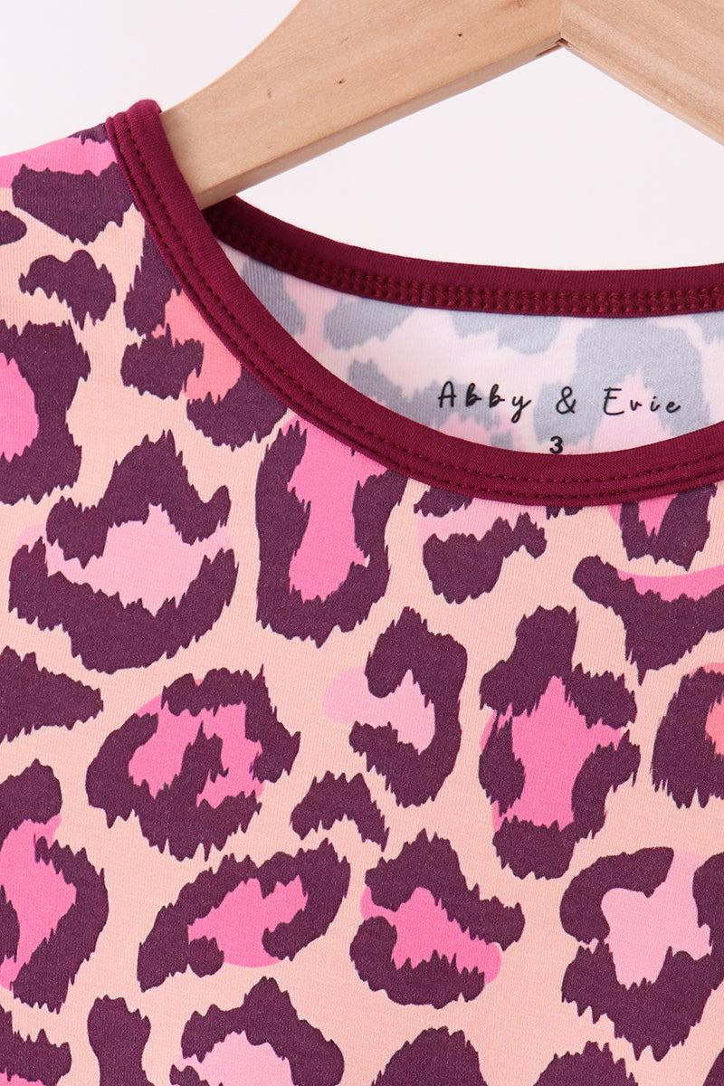 Pink leopard bamboo pajama set - Aaria Tees Aaria Tees