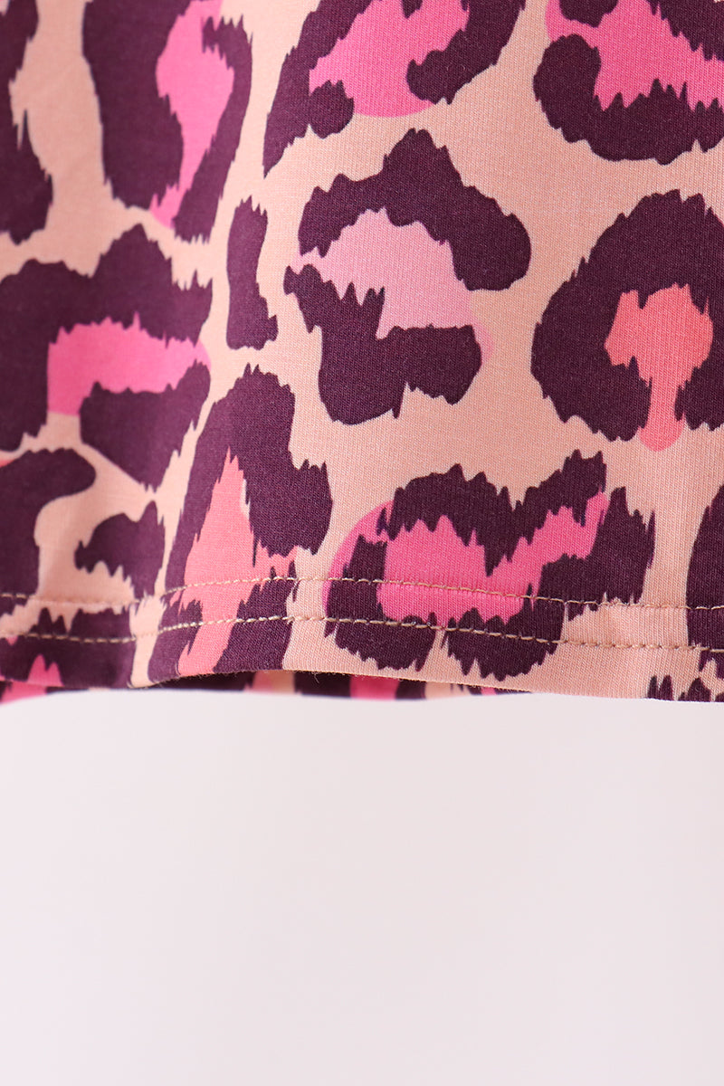 Pink leopard bamboo pajama set - Aaria Tees Aaria Tees