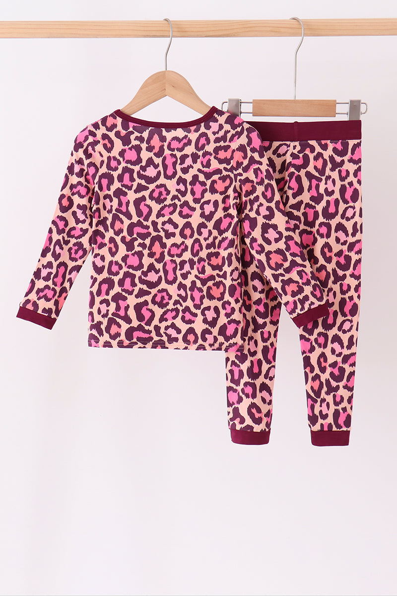 Pink leopard bamboo pajama set - Aaria Tees Aaria Tees