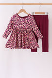 Pink leopard bamboo pants set Aaria Tees