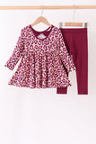 Pink leopard bamboo pants set Aaria Tees