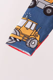 Navy tractor print bamboo romper - Aaria Tees Aaria Tees