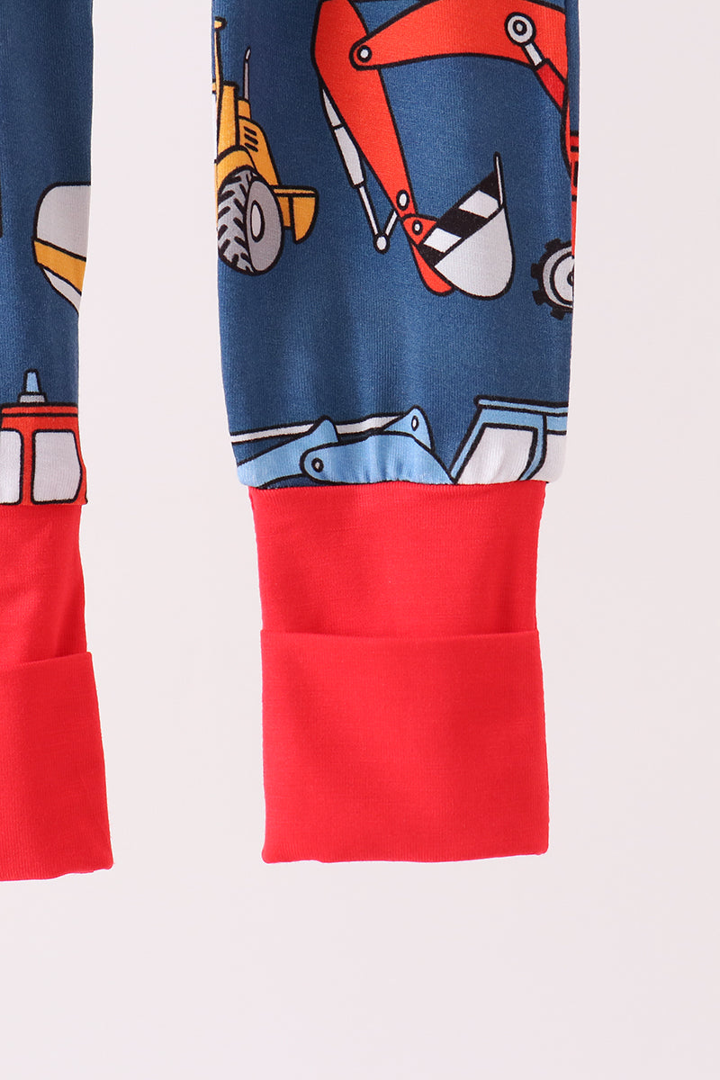 Navy tractor print bamboo romper - Aaria Tees Aaria Tees