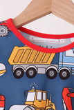 Navy tractor print bamboo pajama set - Aaria Tees Aaria Tees
