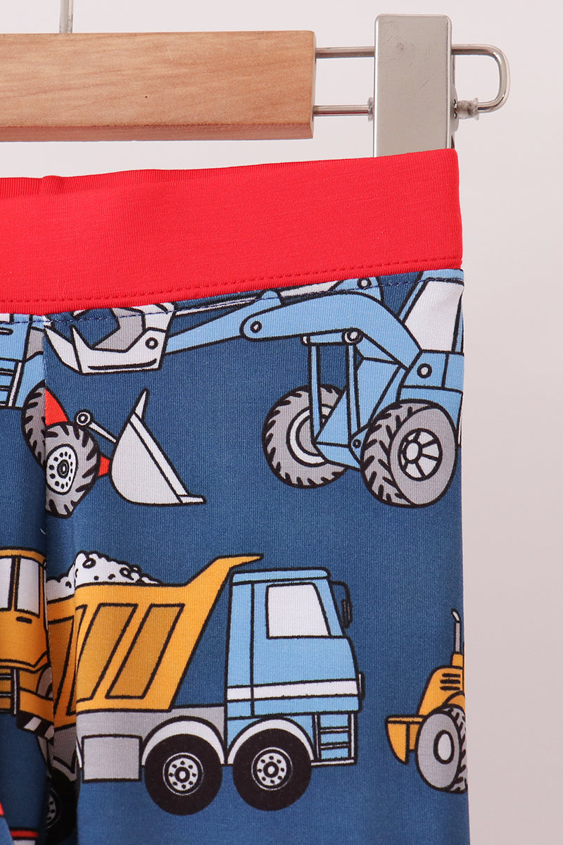 Navy tractor print bamboo pajama set - Aaria Tees Aaria Tees