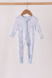 Blue dog bamboo zipper romper Aaria Tees