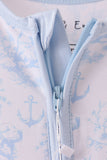 Blue dog bamboo zipper romper Aaria Tees