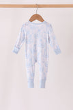 Blue dog bamboo zipper romper Aaria Tees