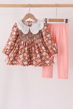 Floral Smocked Lace Pants Set Aaria Tees