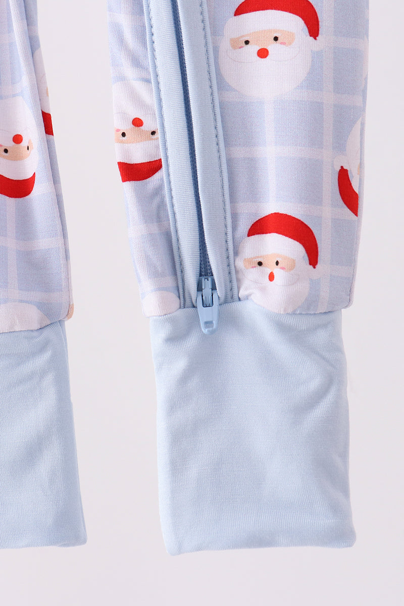 Blue Santa Claus Zip Bamboo Romper - Aaria Tees Aaria Tees
