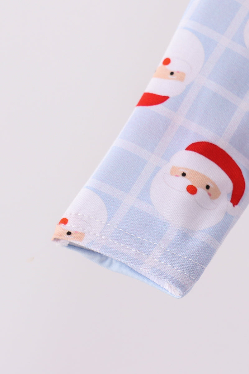 Blue Santa Claus Zip Bamboo Romper - Aaria Tees Aaria Tees