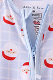 Blue Santa Claus Zip Bamboo Romper - Aaria Tees Aaria Tees