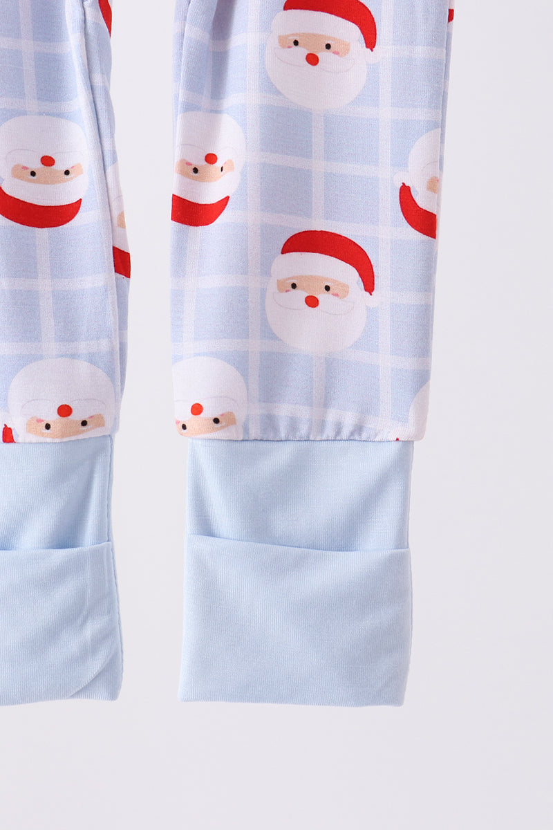 Blue Santa Claus Zip Bamboo Romper - Aaria Tees Aaria Tees