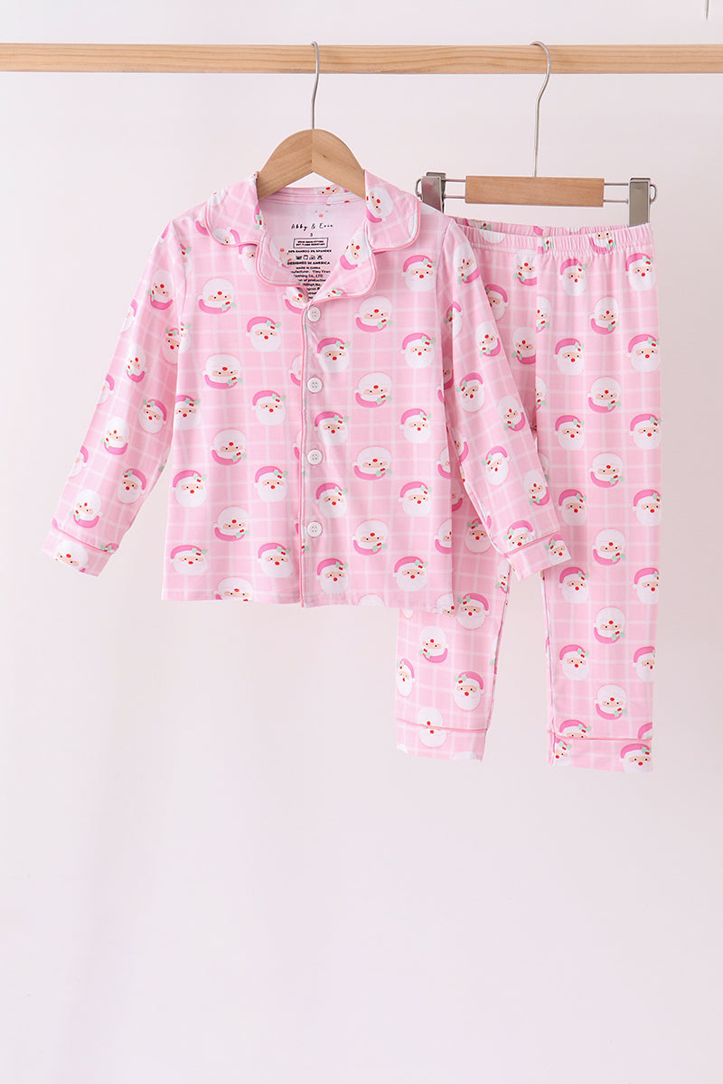 Pink Santa Bamboo Pajama Set - Aaria Tees Aaria Tees