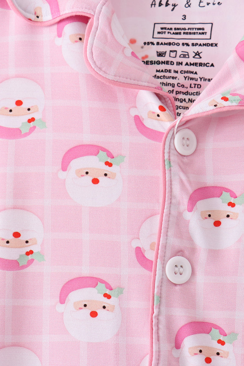 Pink Santa Bamboo Pajama Set - Aaria Tees Aaria Tees