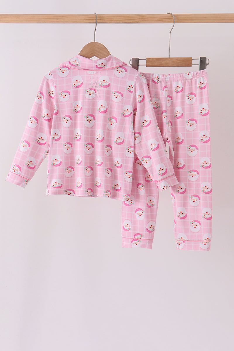Pink Santa Bamboo Pajama Set - Aaria Tees Aaria Tees