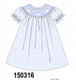 Blue ghost embroidery gingham dress Aaria Tees