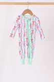 Green bow christmas tree bamboo zipper romper Aaria Tees