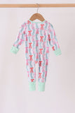 Green bow christmas tree bamboo zipper romper Aaria Tees