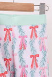 Green bow christmas tree bamboo pants set Aaria Tees