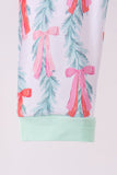 Green bow christmas tree bamboo pants set Aaria Tees