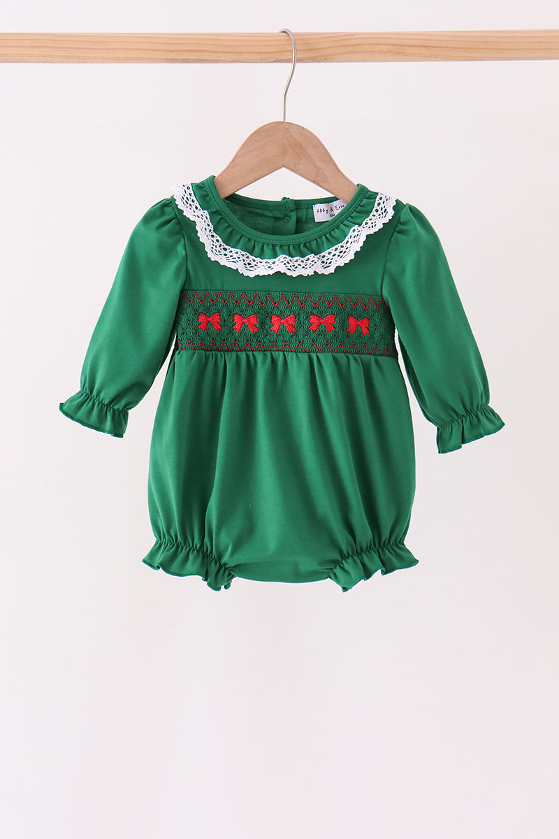 Forest bow smocked ruffle bubble - Aaria Tees