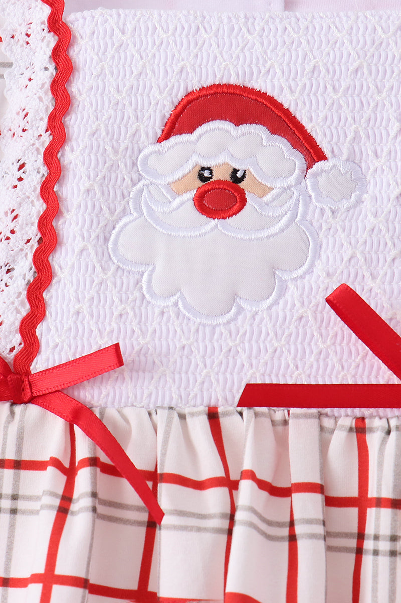 Red Plaid Santa Smocked Bow Pants Set - Aaria Tees Aaria Tees