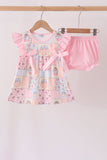 Pink pumpkin ruffle bloomer set Aaria Tees